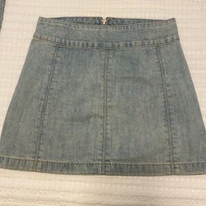 Free People Zip To It Jean Mini Skirt Light Wash Denim 100% Cotton Blue Size 4